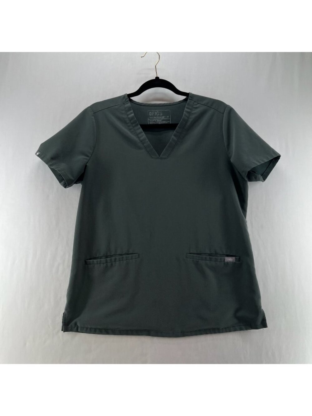FIGS Casma 3-Pocket Scrub Top Womens M V-Neck Tech Stretch Medical Uniform Green